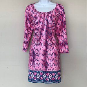 Lilly Pulitzer Beacon Dress 3/4 Sleeve Pink Slathouse Stripe Engineer Medium NWT